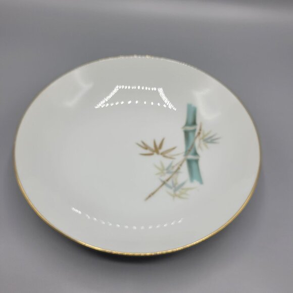 Vtg Noritake Oriental 6341 Bamboo Design Salad Bowls Gold Trim Japan Set Of 2 - Picture 3 of 10